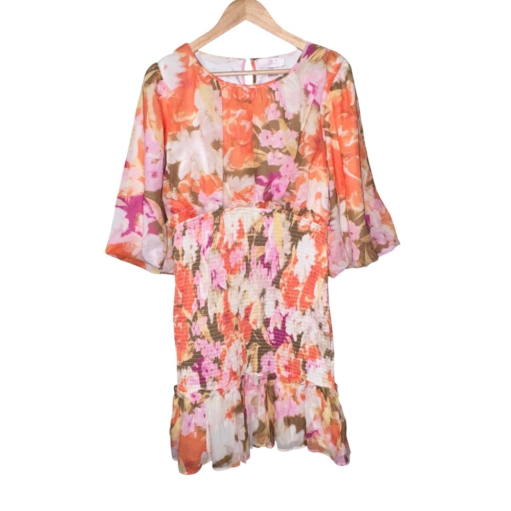 Rachel Parcell Floral Smocked Midi Dress Cottagecore Garden Party romantic S - Picture 2 of 6